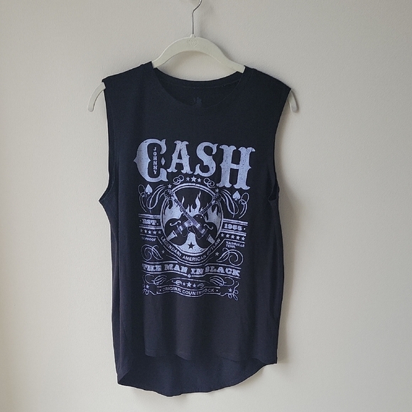 Johnny Cash Black Graphic Sleeveless Tee Size XL Zion‎ Rootswear - Picture 1 of 6